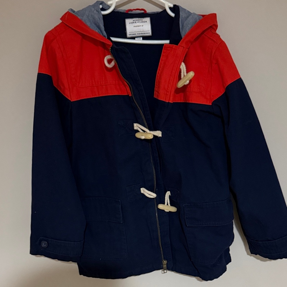 Janie and Jack Red and Navy Raincoat